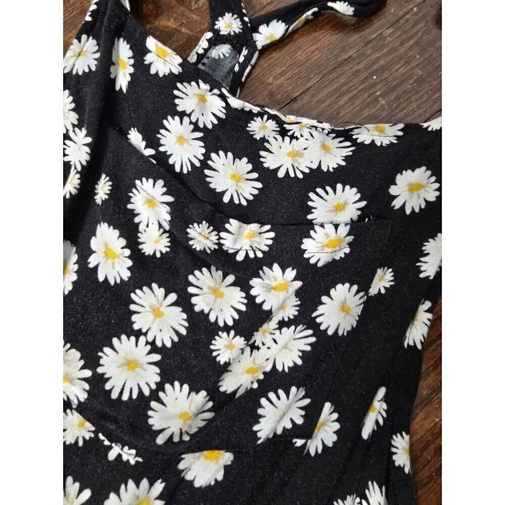 Y2K Wet Seal Black White Daisy Romper Jumpsuit Overalls - Picture 5 of 12